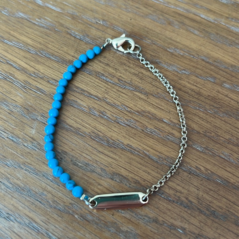 Banana Republic Semi-precious Line Bracelet- Turquoise & Gold Tone Chain- NWOT